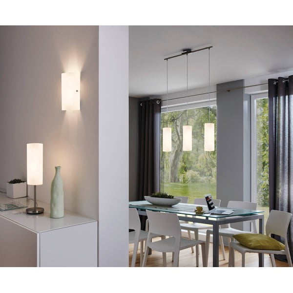 Lustră albă/argintie cu abajur din sticlă TROY 3 – EGLO-image-2