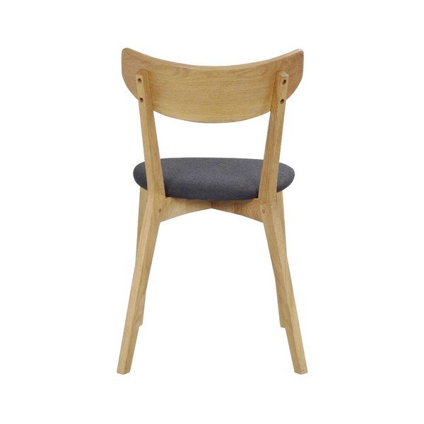 Scaun de dining din lemn de stejar cu șezut gri închis Rowico Ami, maro-image-4