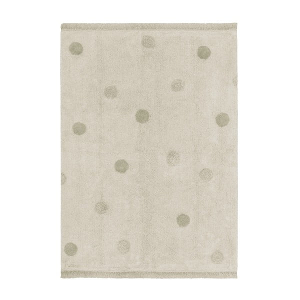 Covor pentru copii kaki/crem lavabil/țesut manual din bumbac 120x160 cm Hippy Dots Olive – Lorena Canals