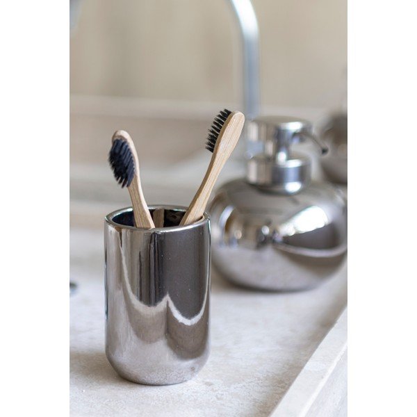 Suport pentru periuța de dinți argintiu din ceramică Lotus – Mette Ditmer Denmark-image-1
