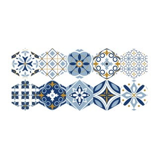 Set 10 autocolante pentru podea Ambiance Hexagons Jelilna, 20 x 18 cm