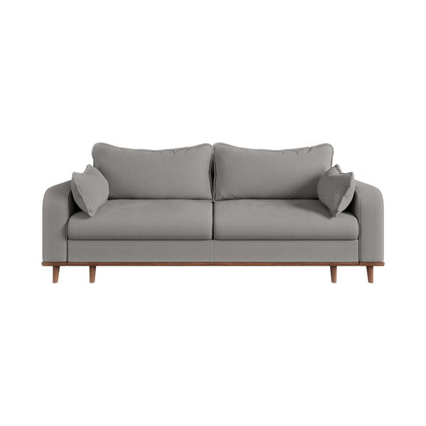 Canapea gri deschis cu tapițerie din catifea reiată  220 cm Beata – Ropez