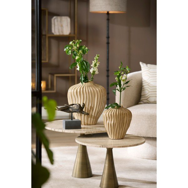 Măsuță de cafea bronz/în culoare naturală deschisă rotundă cu blat din piatră ø 50 cm Bahia – Light & Living-image-1