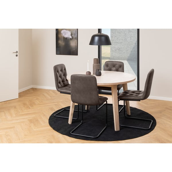 Masă de dining rotundă extensibilă cu blat cu aspect de lemn de stejar ø 120 cm A-Line – Actona-image-1