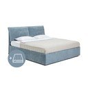 Pat dublu tapițat albastru cu spațiu de depozitare cu saltea / somieră 160x200 cm Thessa Pillow - Bonami Selection