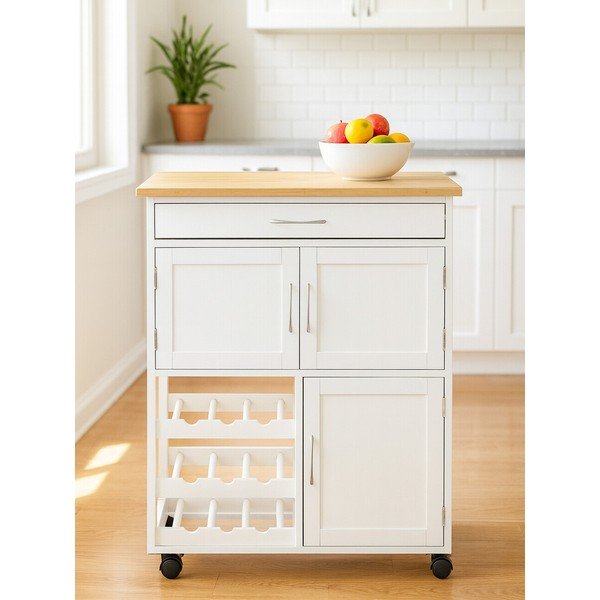 Măsuță de servire cu roți din bambus 37x67 cm Harlow – Premier Housewares-image-3