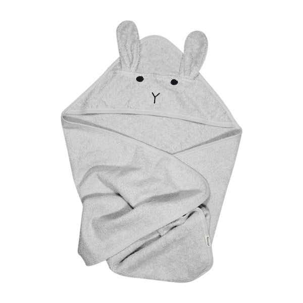 Prosop cu glugă pentru copii gri din bumbac 76x76 cm Rabbit – Kindsgut-image-2