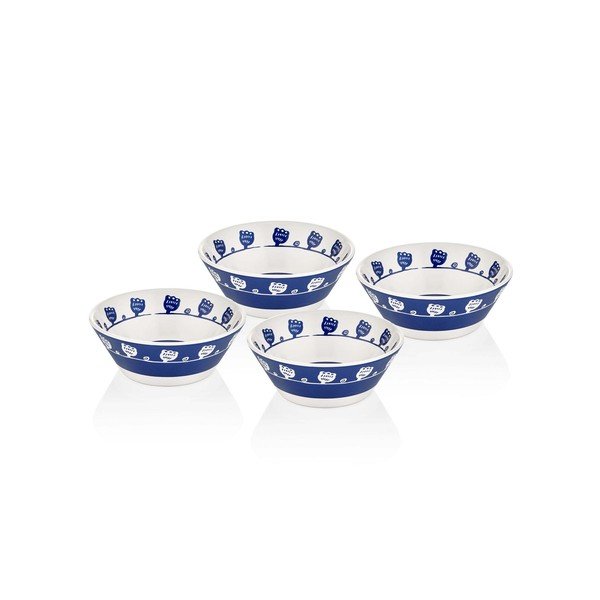 Set 4 boluri din porțelan Mia Bloom, ⌀ 15 cm, alb - albastru-image-1