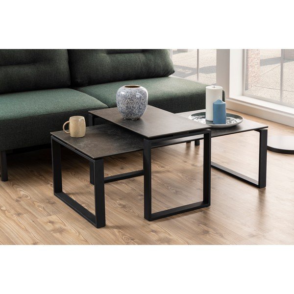 Set 2 mese de cafea Actona Katrine, negru-image-1