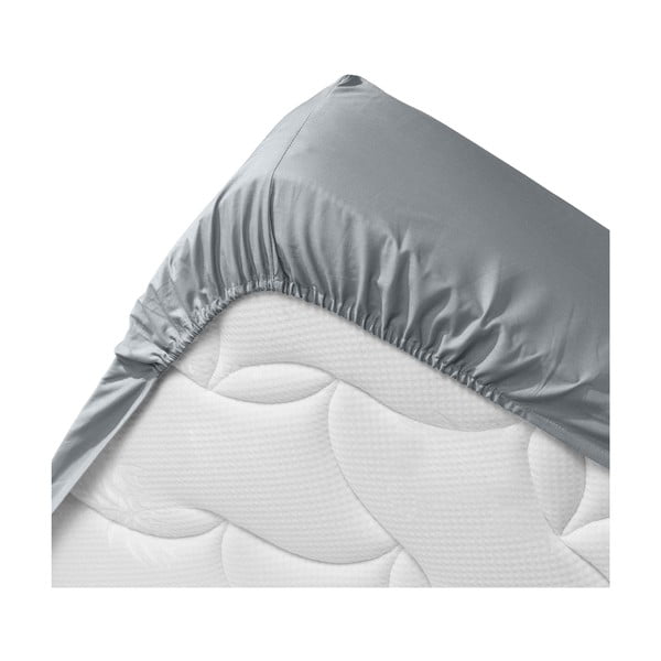 Cearceaf gri din bumbac organic cu elastic 160x200 cm Biolina – douceur d'intérieur-image-3