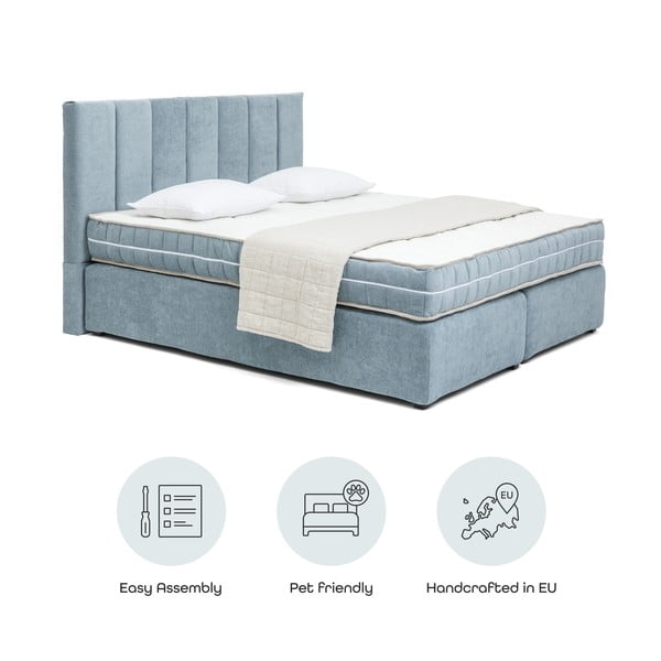 Pat boxspring albastru 160x200 cm Olia Bold Line – Bonami Selection-image-4