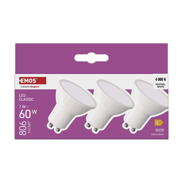 Becuri LED GU10, 3 buc. cu lumină neutră 7 W – EMOS-image-1