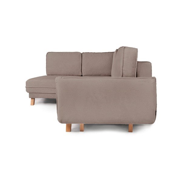 Colțar taupe extensibil/cu spațiu de depozitare cu tapițerie din catifea reiată  (cu colț pe partea dreaptă/în formă de ”L”) Tori – Bonami Selection-image-2