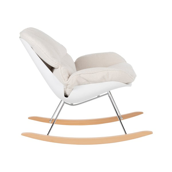 Fotoliu crem balansoar cu tapițerie din țesătură bouclé Rocky – White Label-image-3