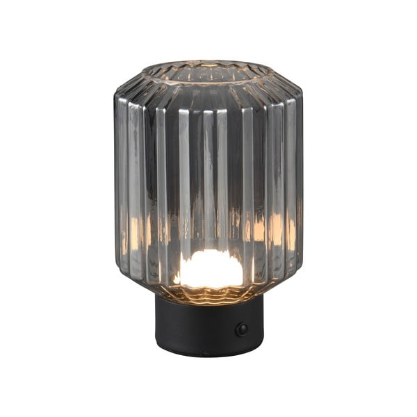 Veioză neagră/gri LED cu intensitate reglabilă cu abajur din sticlă (înălțime 19,5 cm) Lord – Trio-image-1