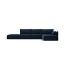 Colțar albastru închis cu tapițerie din catifea (cu colț pe partea dreaptă, cu șezlong) Vanda – Mazzini Sofas