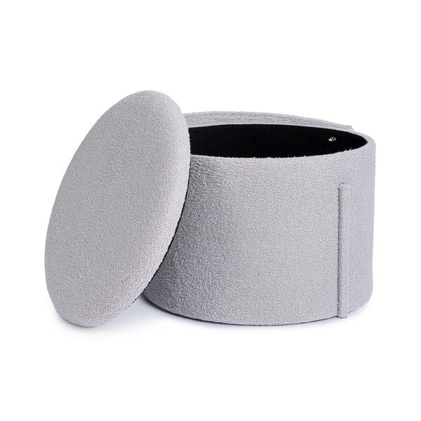 Puf gri deschis cu tapițerie din țesătură bouclé Anthea – Yes Everyday-image-3