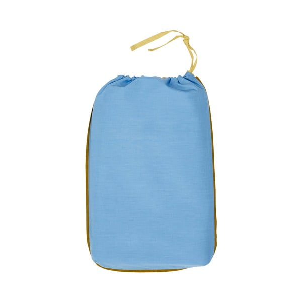 Lenjerie de pat din bumbac Hübsch Line, 140 x 200 cm, albastru - galben-image-2