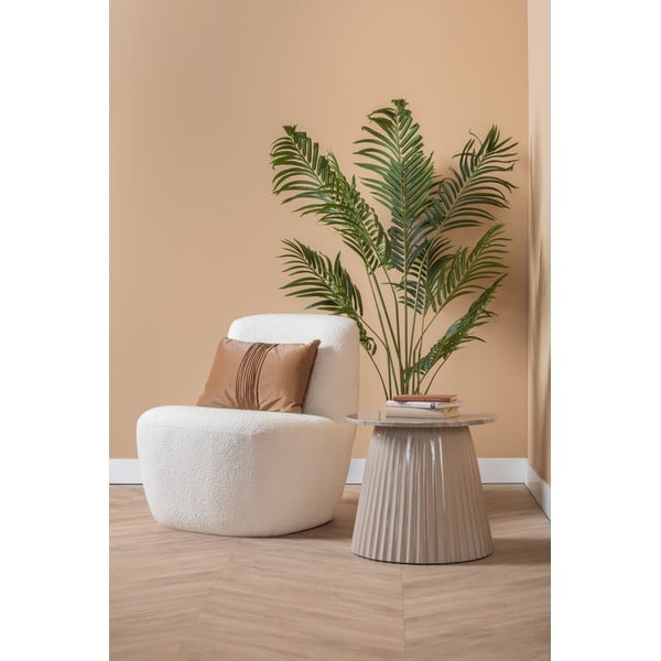 Fotoliu alb cu tapițerie din țesătură bouclé Ada – Leitmotiv-image-1