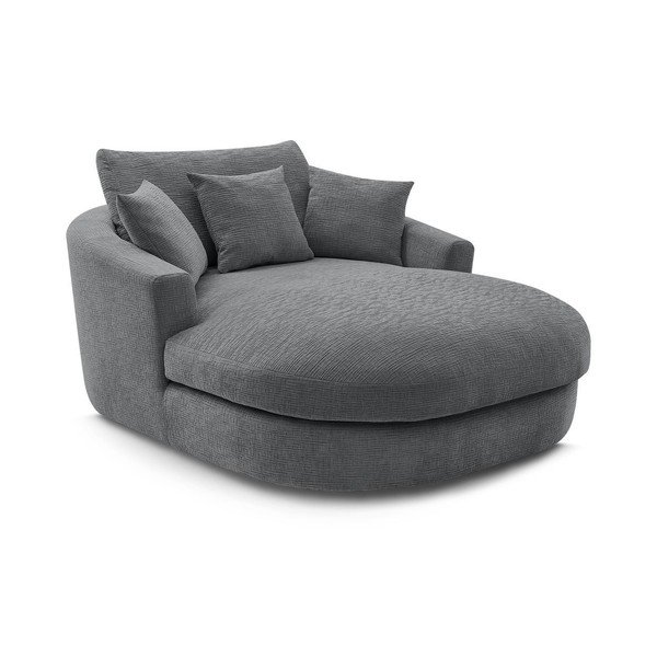 Fotoliu gri cu tapițerie din chenille Belem – Bobochic Paris