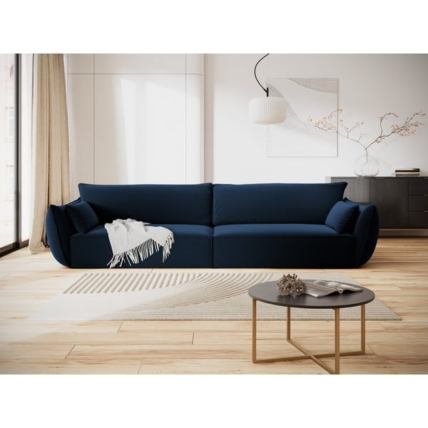 Canapea albastru-închis cu tapițerie din catifea 248 cm Vanda – Mazzini Sofas-image-1