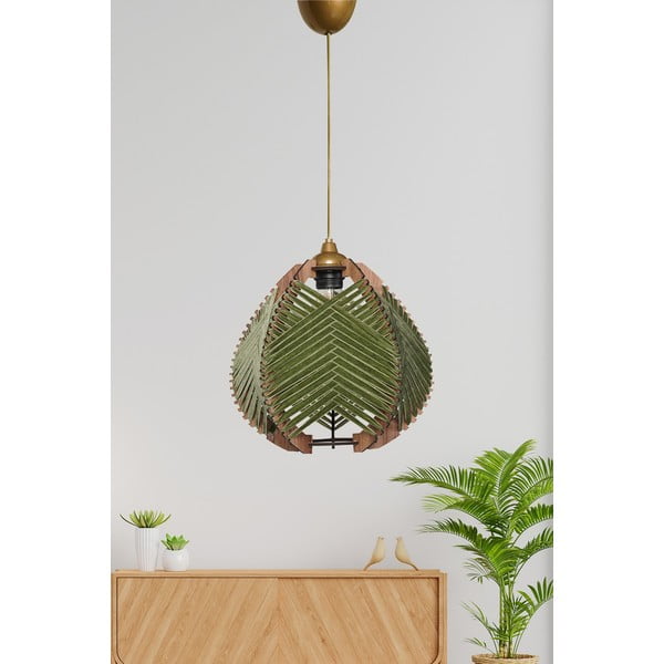 Lustră verde-închis/în culoare naturală cu abajur textil ø 25 cm Yola – Opviq lights-image-1