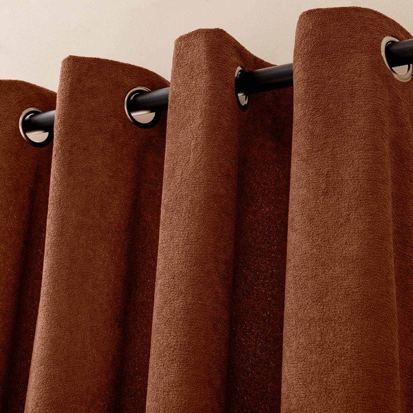 Draperie teracotă din material bouclé 140x260 cm Winona – douceur d'intérieur-image-2