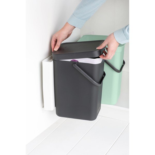 Coș de gunoi verde mentă/gri închis de reciclat/ încorporat din plastic 24 l Sort & Go – Brabantia-image-3