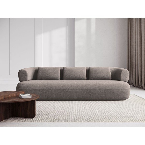 Canapea maro deschis cu tapițerie din țesătură bouclé 200 cm Jenny – Micadoni -image-1