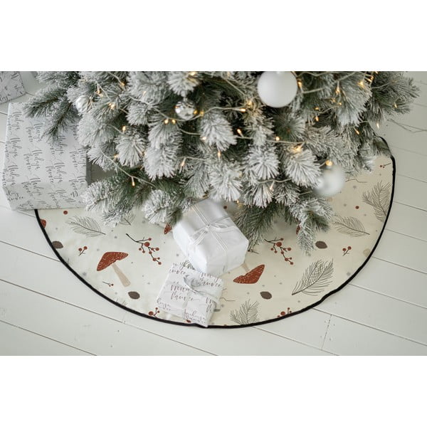 Covor sub bradul de Crăciun alb lavabil rotund din bumbac ø 133 cm  cu model de Crăciun Toadstool – Butter Kings-image-1