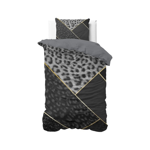 Lenjerie de pat din bumbac, pentru pat de o persoană Dreamhouse Viber Panther Anthracite, 140 x 200 cm