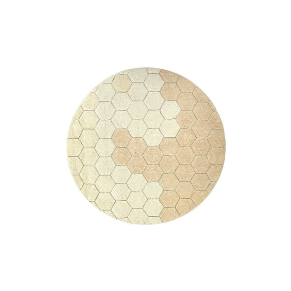 Covor galben ocru lavabil/țesut manual rotund din bumbac ø 140 cm Honeycomb Golden – Lorena Canals