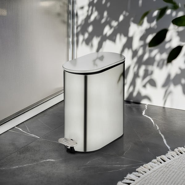 Coș de gunoi argintiu mat cu pedală din oțel inoxidabil 5 l Collungo – Wenko-image-1