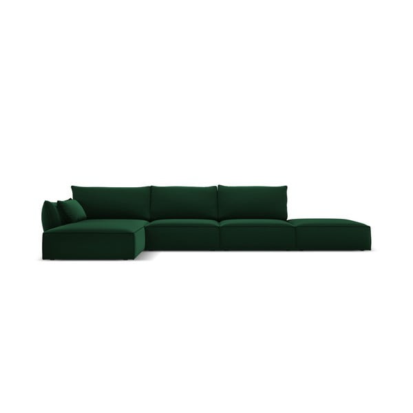Colțar verde închis cu tapițerie din catifea (cu colț pe partea stângă, cu șezlong) Vanda – Mazzini Sofas