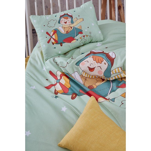 Lenjerie de pat pentru copii din bumbac pentru pătuț cu cearceaf inclus/cu 4 piese 100x150 cm Pilot – Mila Home-image-2