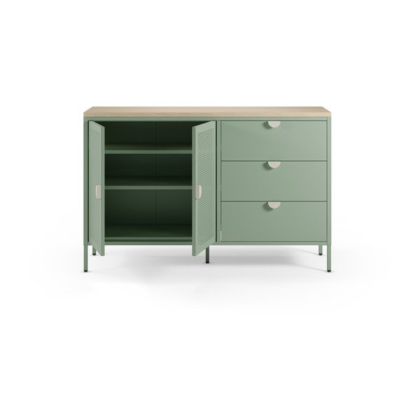 Comodă verde-mentă/în culoare naturală din metal 140x90x40 cm Sayla – Marckeric-image-1