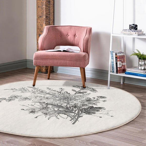 Covor rotund  crem lavabil adecvat și  pentru aspiratoare robot   ø 80 cm Comfort – Mila Home-image-4