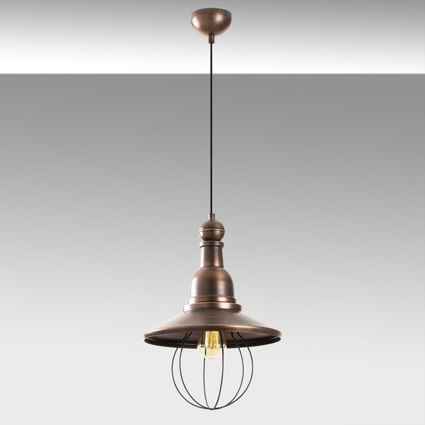 Lustră metalică cu abajur arămiu Opviq lights Dariea, negru-image-1