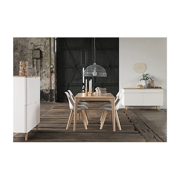 Comodă joasă din lemn de stejar alb Unique Furniture Amalfi-image-1