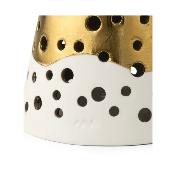 Sfeșnic din porțelan auriu Kähler Design Nobili, înălțime 19 cm-image-3