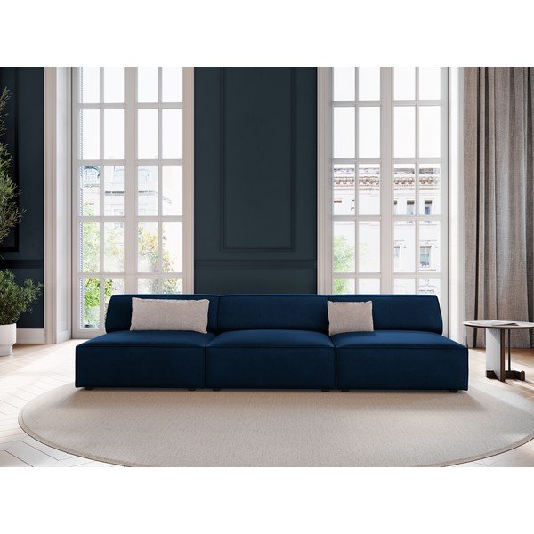 Canapea albastru-închis cu tapițerie din catifea 240 cm Jodie – Micadoni Home-image-1