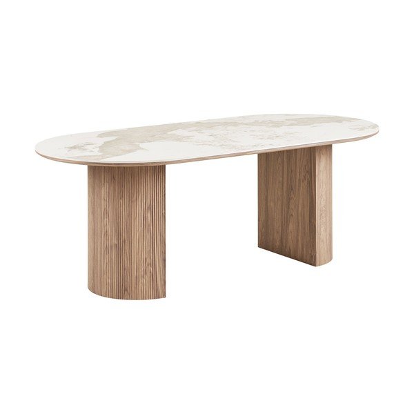 Masă de dining cu blat cu aspect de marmură 100x210 cm Athens – House Nordic-image-2