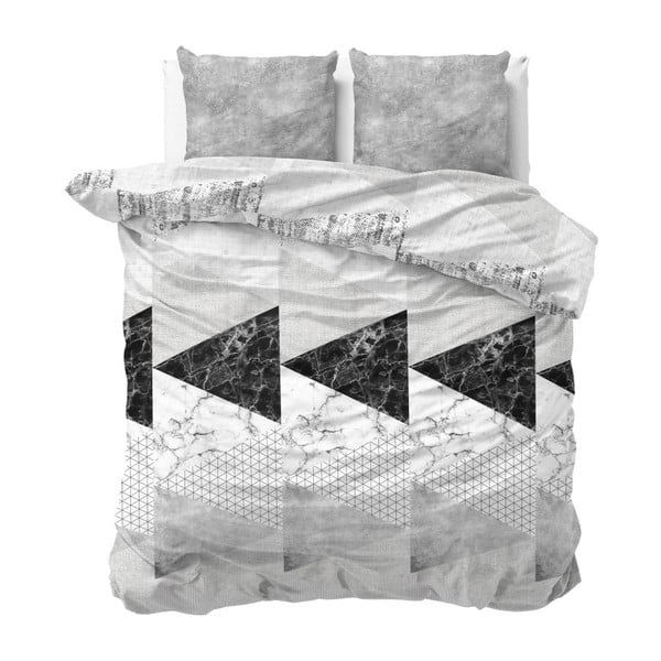 Lenjerie de pat din bumbac Sleeptime Art Grey, 200 x 220 cm