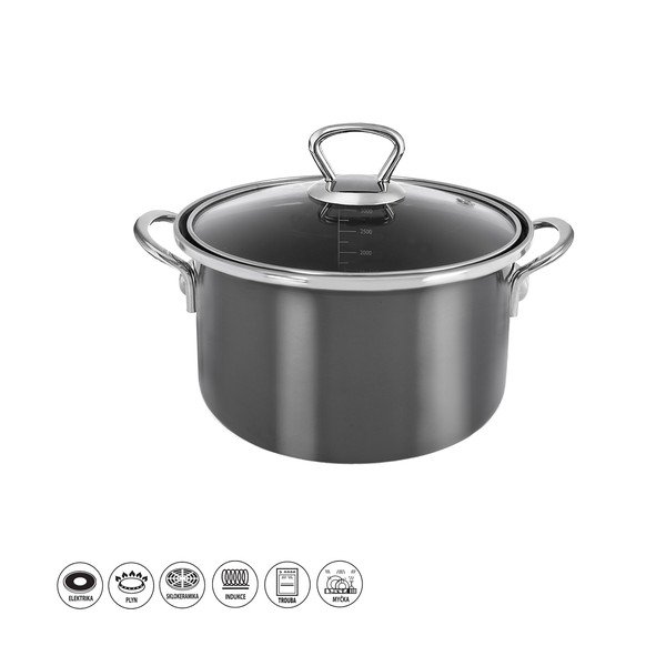 Oală cu capac smalțuită 3,25 l Metalic – Orion-image-4