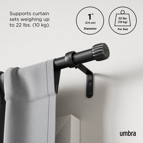 Galerie de perdea negru-mat extensibilă din oțel 168 - 305 cm Cleo – Umbra-image-4