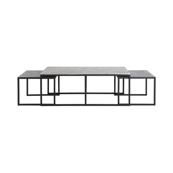 Măsuțe de cafea negre/gri-închis 3 buc. din metal 50x120 cm Kumalu – Light & Living