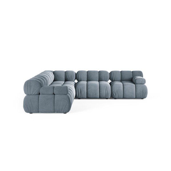 Colțar modular gri cu tapițerie din catifea – Micadoni -image-2