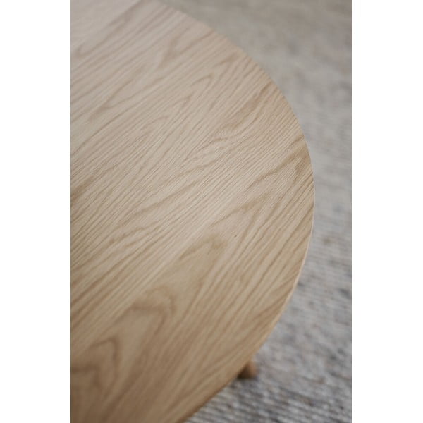 Măsuță de cafea în culoare naturală rotundă cu aspect de lemn de stejar 90x90 cm Yumi - Rowico-image-4