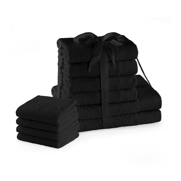 Prosoape de baie negre 10 buc. din bumbac din frotir Amari – Restilo