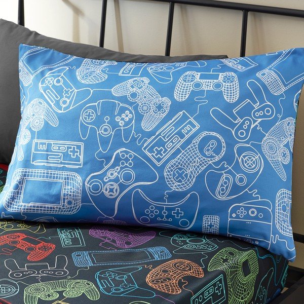 Lenjerie de pat pentru copii neagră pentru pat de o persoană 135x200 cm Power Up Gamer – Catherine Lansfield-image-3